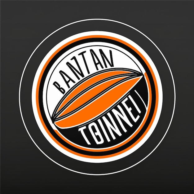 Photo black orange and white circular modern basketball club logo design with club name and tagline