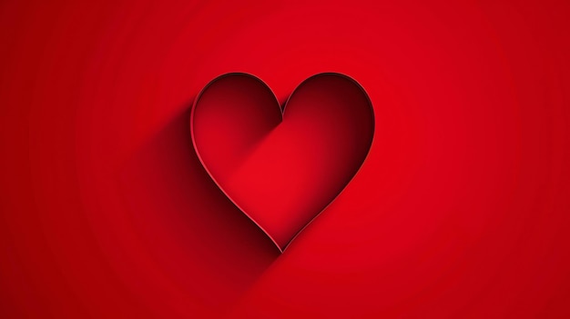 A black outline of a heart shape on a red background