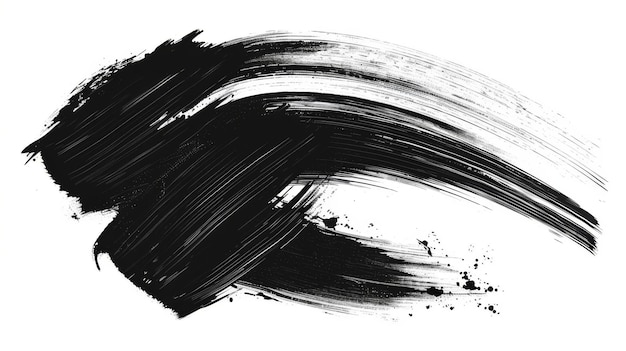 Black paint brush strokes isolated on white background Acrylic hand drawn texture