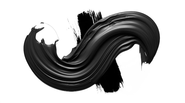 Black Paint brush strokes isolated on white background Brushstroke painting artistic