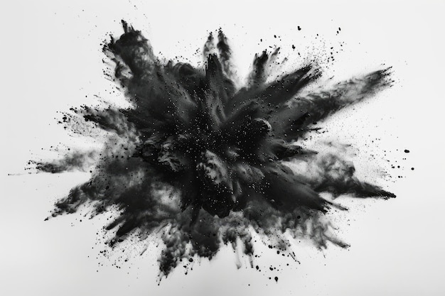 Black paint explosion abstract background Coloured cloud on white Colorful splash dust explode