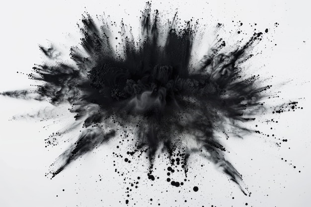 Black paint explosion abstract background Coloured cloud on white Colorful splash dust explode