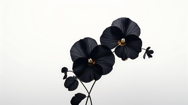 Black pansy isolated on white background Black color pansy flower