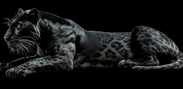 Photo black panther on a black background