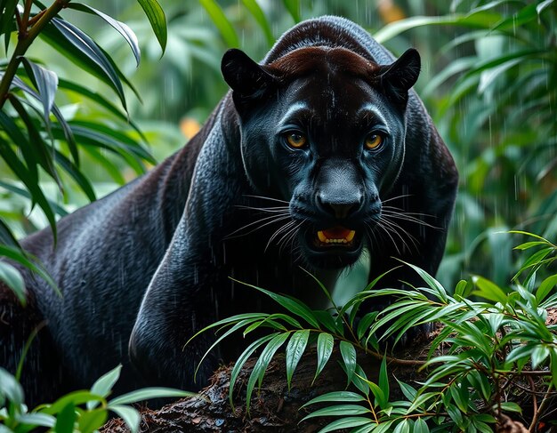 Black panther in the forest beautiful panther hd