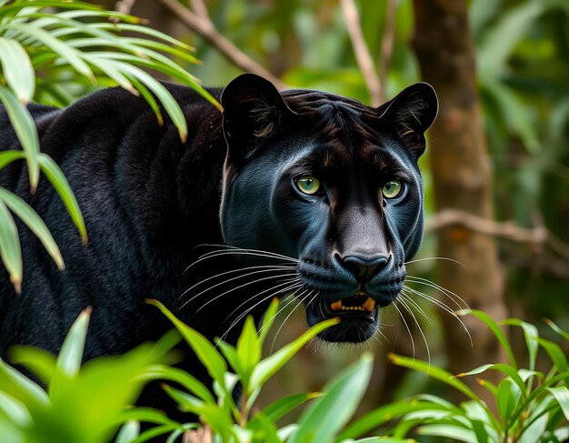 Black panther in the forest beautiful panther hd