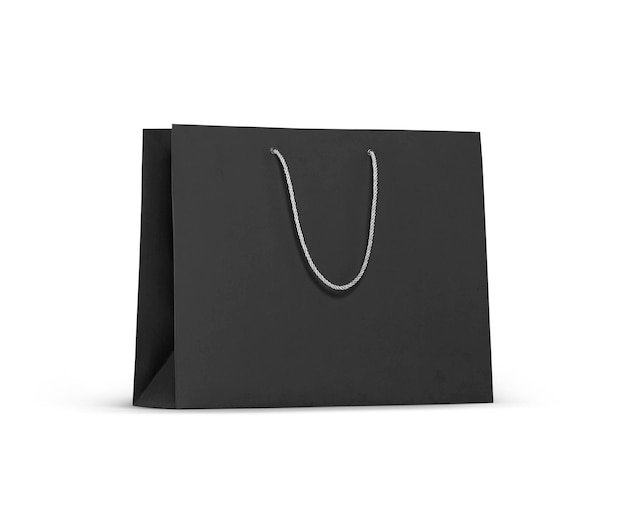 Black paper bag isolated on a white background