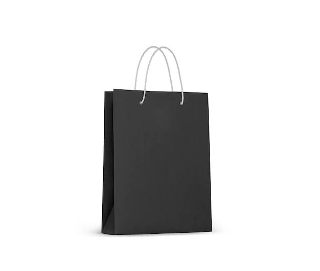 Black paper bag isolated on a white background