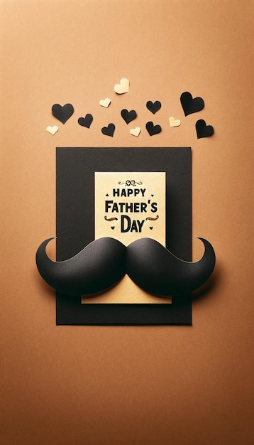 Black paper mustache holding a happy card