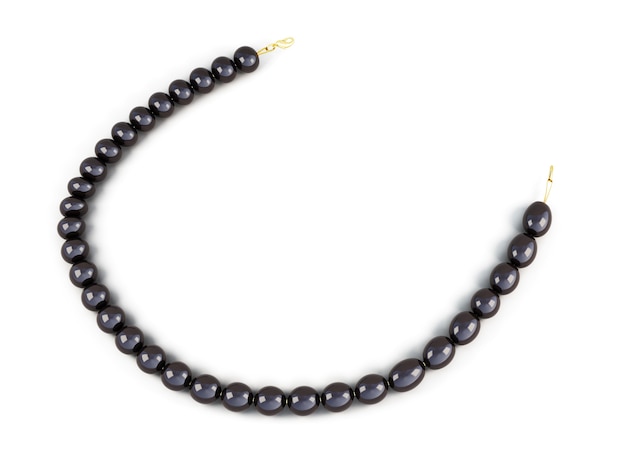 Black pearl beads isolated on white background. 3d render image.