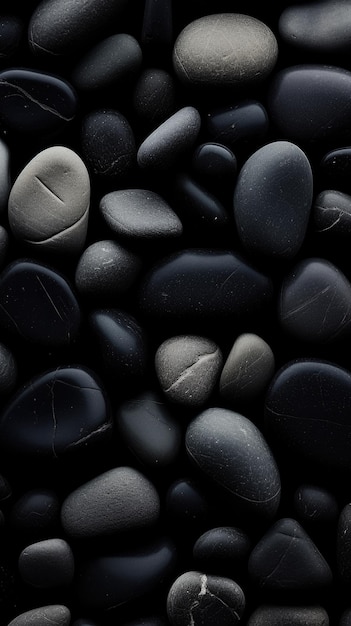 Black pebbles background for bio products presentation