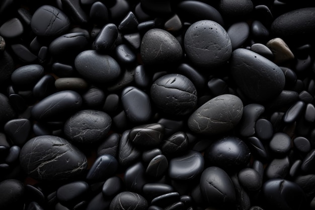 Photo black pebbles background