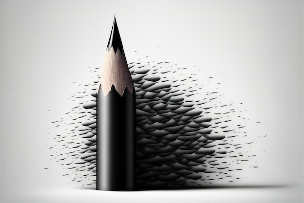 Black pencil on white background with soft shadow abstract background