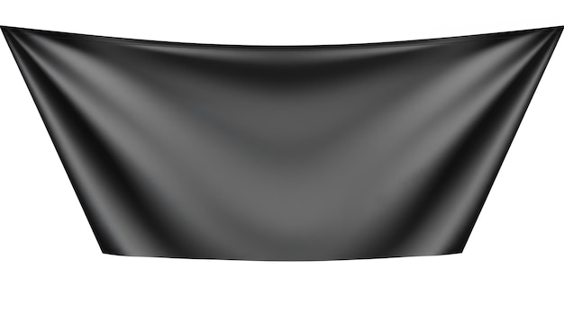 Black pennant flag mockup isolated on white background isolated with white highlights