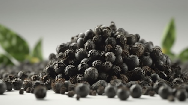 Black pepper was placed on a white background