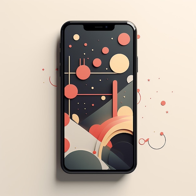 Photo a black phone with a colorful background with a colorful design