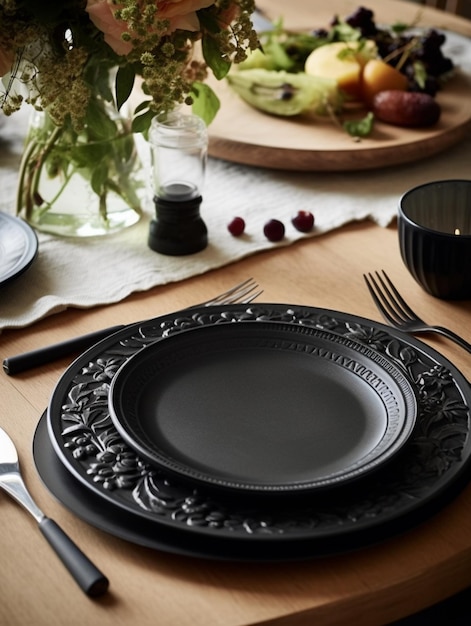 black placemat