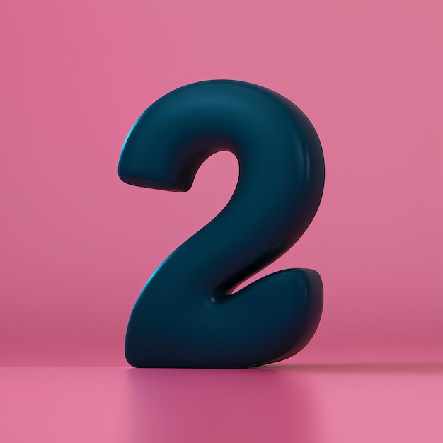 a black plastic number 2 is on a pink background