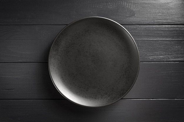 Black plate empty on a black background