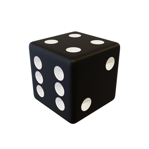 Black play plastic dice Black realistic plastic bone