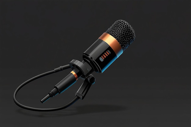 Photo black podcast microphone isolated on transparent background