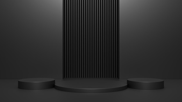 Black podium on black background