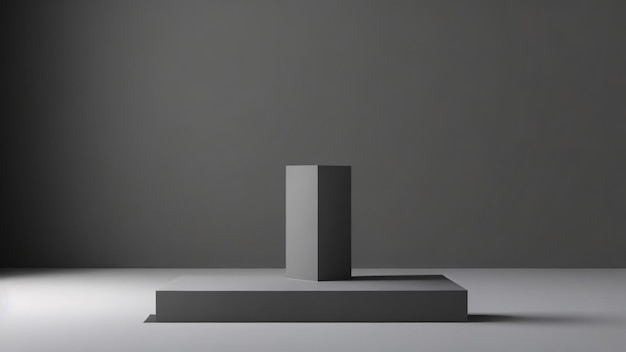 Black podium in dark room 3d rendering Computer digital drawing