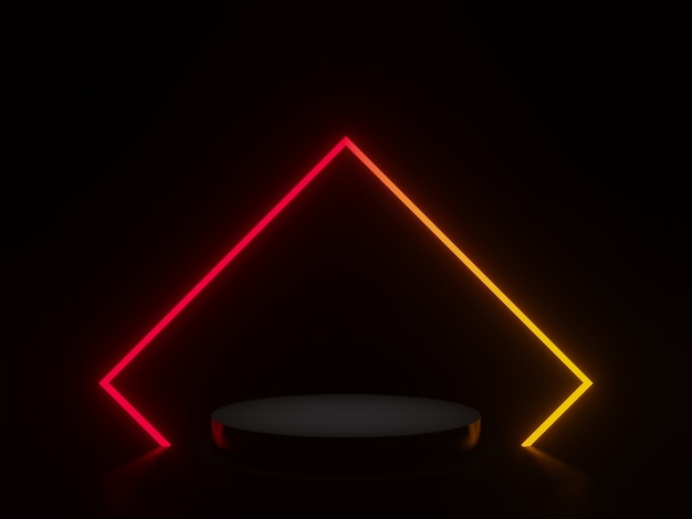 Black podium with red and yellow neon light