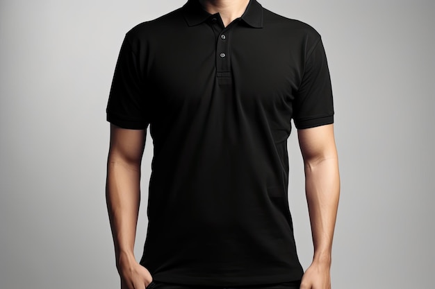 Black Polo shirt clothes on isolated white background