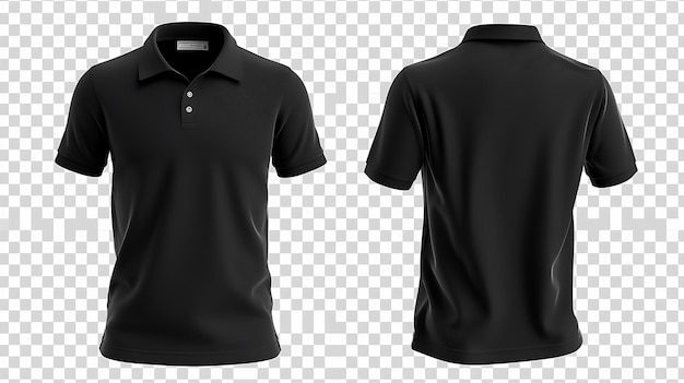 a black polo shirt with a white collar and a black shirt with a tag that says polo on it