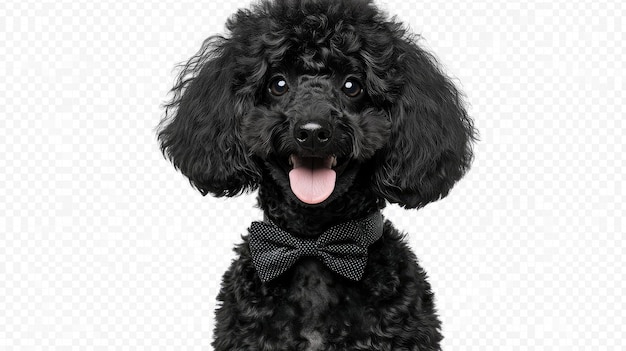 Photo a black poodle with a bow on its neck