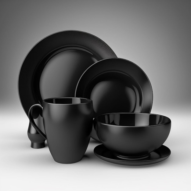 black porcelain dinnerware mockup