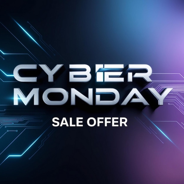 a black poster that says cyber monday sale