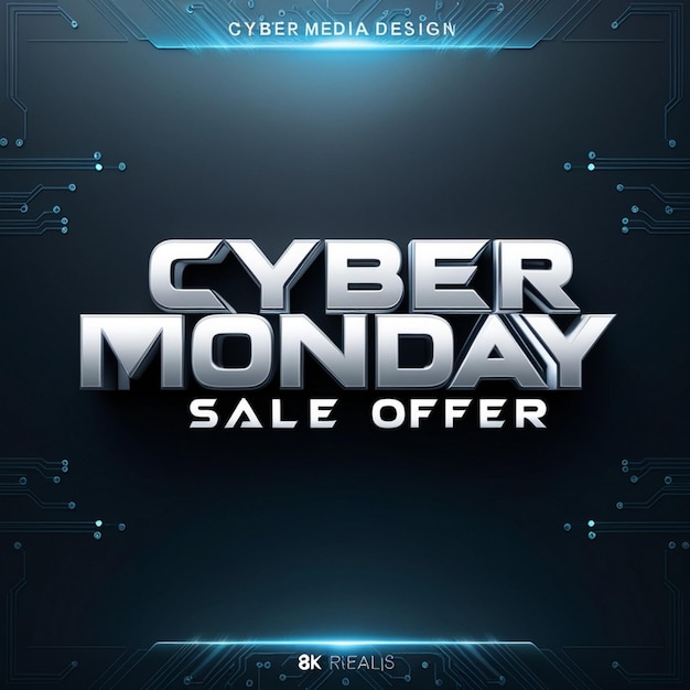 a black poster that says cyber sale is displayed