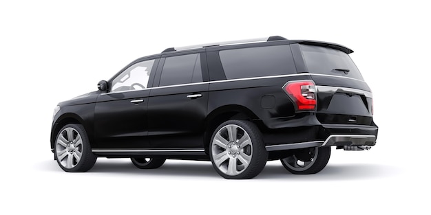 Black Premium Family SUV isolated on white background 3d rendering