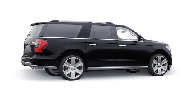 Black Premium Family SUV isolated on white background 3d rendering