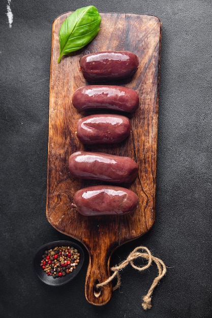 black pudding sausage bloody meat meal food on the table copy space food background