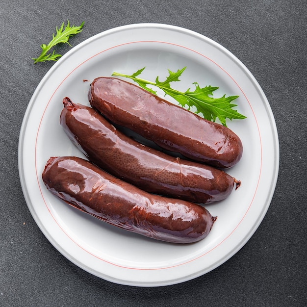 black pudding snack or bloody sausage fresh meal food on the table copy space food background