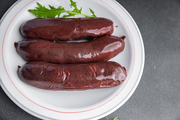 black pudding snack or bloody sausage fresh meal food on the table copy space food background