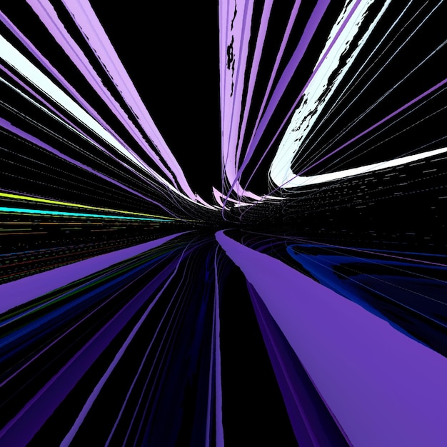 A black and purple background with a tunnel and lights.