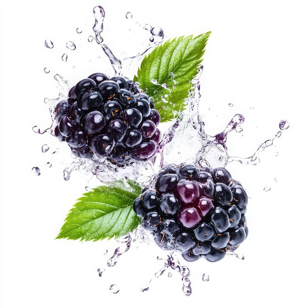 Photo a black and purple blackberry with a green leaf and the word blackberry on it