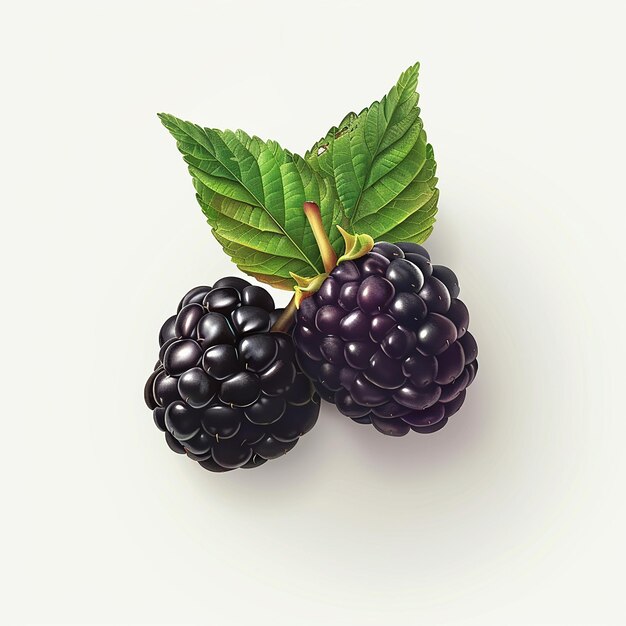 Photo a black raspberry with a green leaf on it