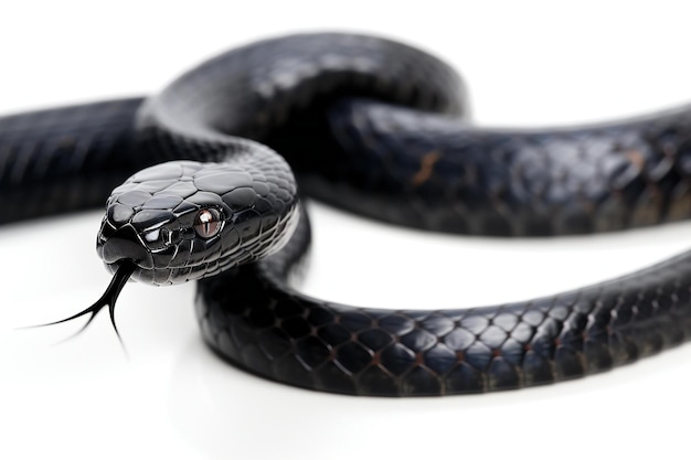 Black ratsnake Naja sp isolated on white background