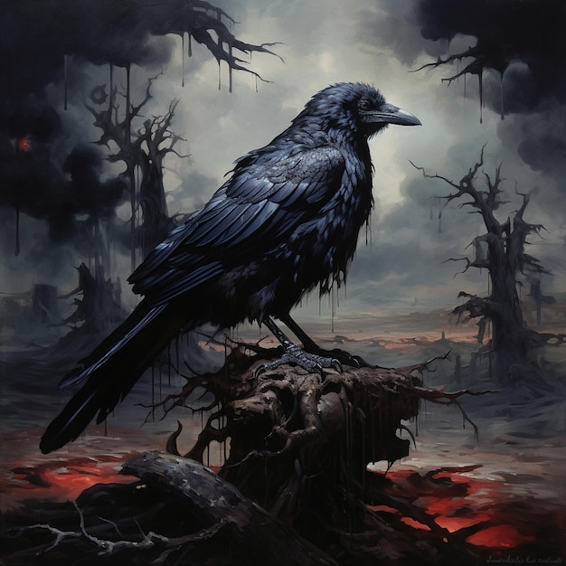 Black raven dark illustration cuervo negro