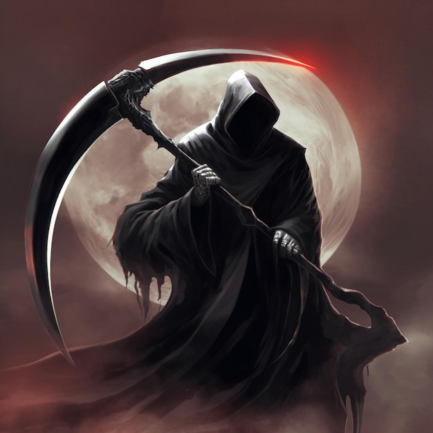 The Black Reaper with his scythe