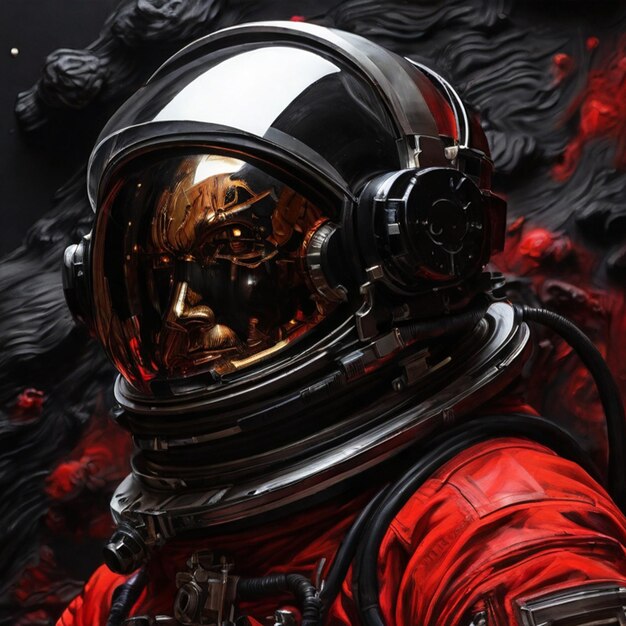 A black an red of an astronaut