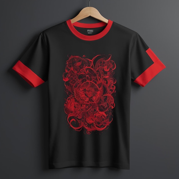 black and red mix color tshirt for mockup