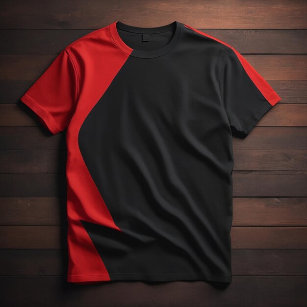 Photo black and red mix color tshirt for mockup