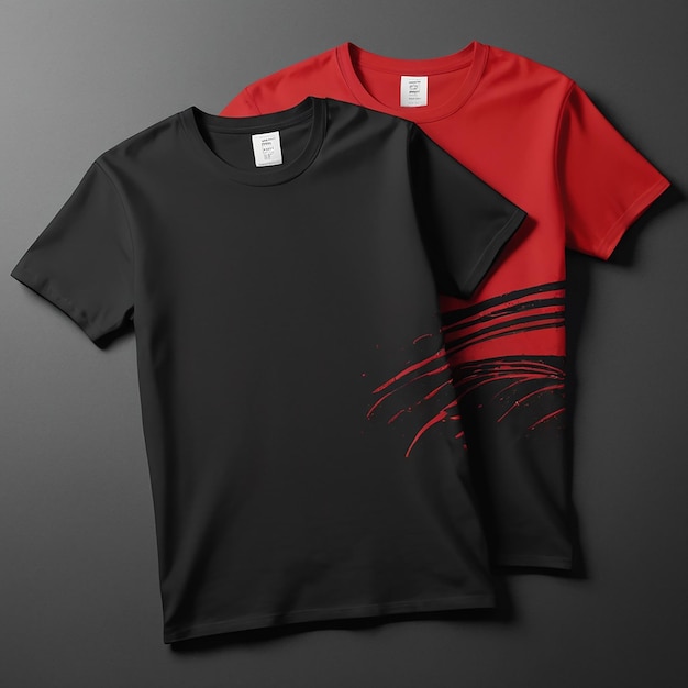 black and red mix color tshirt for mockup