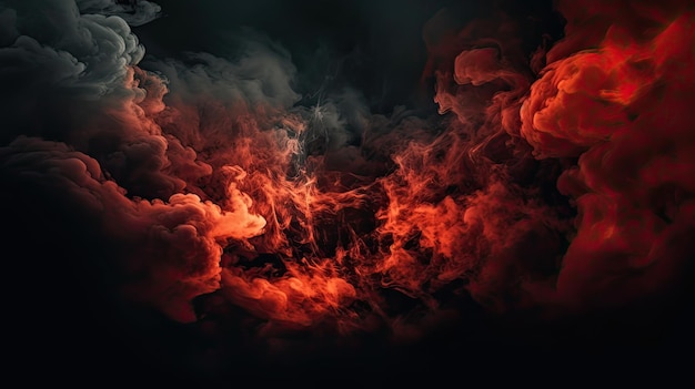 Black and red smoke and fire with copy space